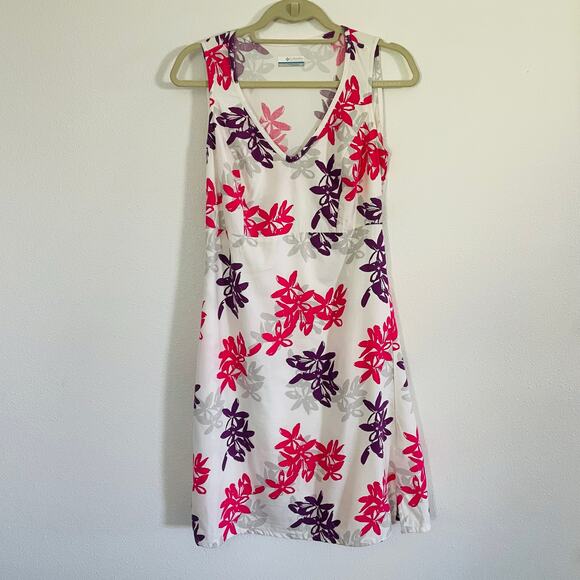 Columbia PFG Floral Sundress Tie-Waist V-Neck Cotton Feminine Travel Outdoors SM - Picture 1 of 9